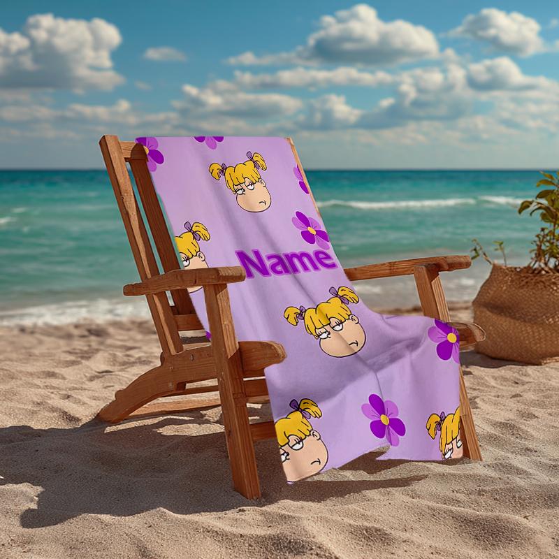 Custom Name Ultra-Soft Beach Towel with Rugrats Theme,Ideal for Pool - Camping, Diving - Perfect Travel Essential, Vibrant Beach Towel.