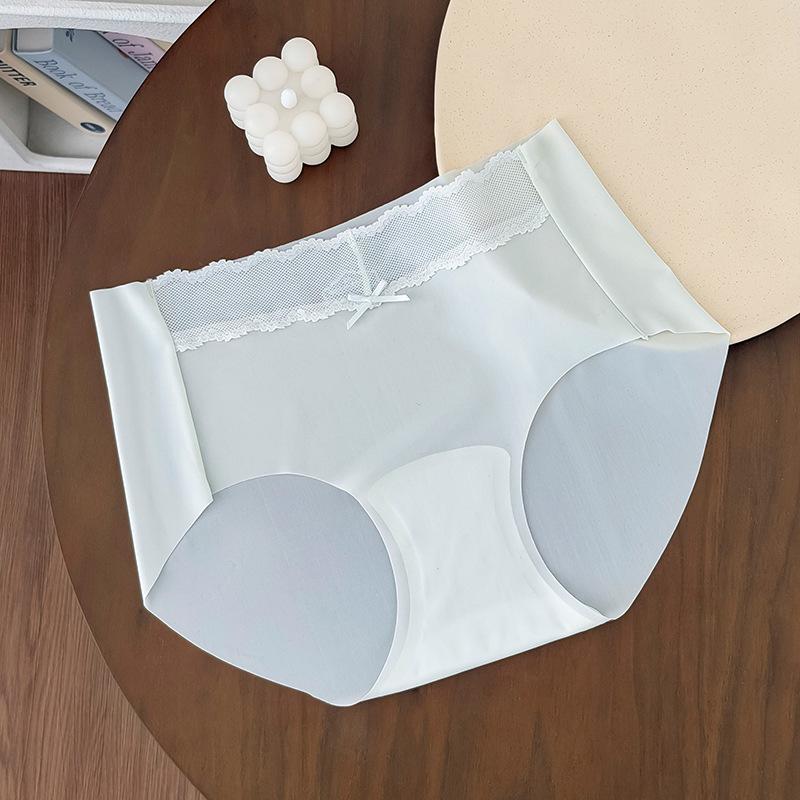 Ladies Summer Lace Waist Head Splicing Light Transparent No Trace Naked Sense 10A Antibacterial Crotch Waist Triangle Briefs