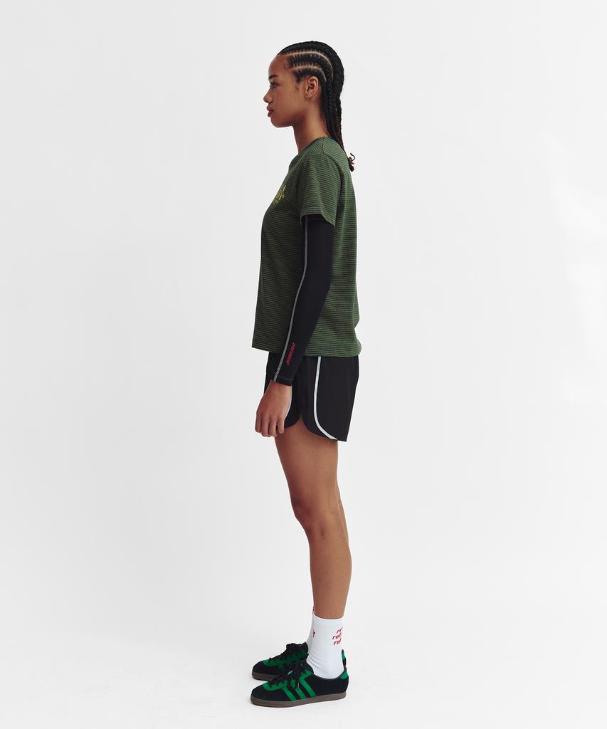 Minasu Vintage Stripe Short Sleeve T Shirt_Green