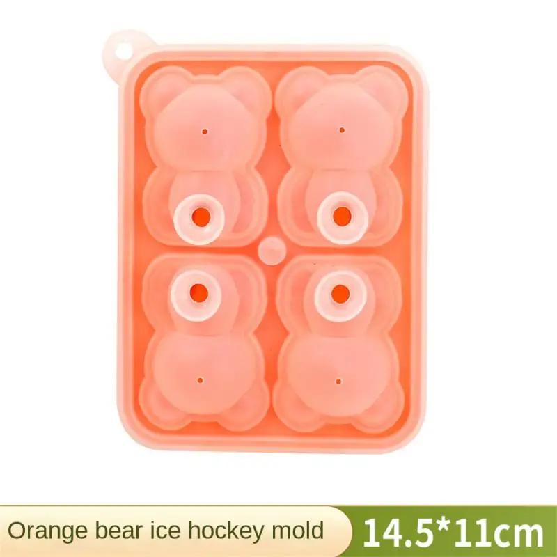 4 Grid 3D Little Bear Shape Silicone Ice Mold Little Bear Ice Block Mold Household Ice Cube Mold Kitchen Gadgets