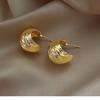 High-Quality Metal Pleated Earrings for Women, Stylish 2025 Trend, Luxurious Niche Design, Elegant Studs for a Chic Look