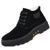 Winter New Men's Cotton Shoes, Genuine Leather, Wool and Fur Integrated Warm Casual High-top Boots, Anti-velvet Cowhide Men's Shoes