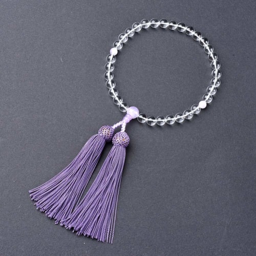 Women's Prayer Beads, Genuine Crystal and Fujiun Stone with Silk Tassel, Informal Prayer Beads, Recitation, Funeral, Memorial Service, Buddhist Servic