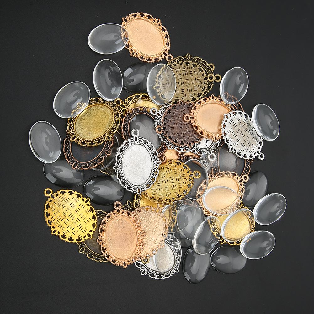 Takı Ucu DIY Kolye Ucu Tepsimleri Camlı Takı Yapım Aksesuarı 60 Adet