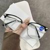 Retro Half-Frame Nerdy Glasses with Prescription for Myopia, Anti-Blue Light, Unisex