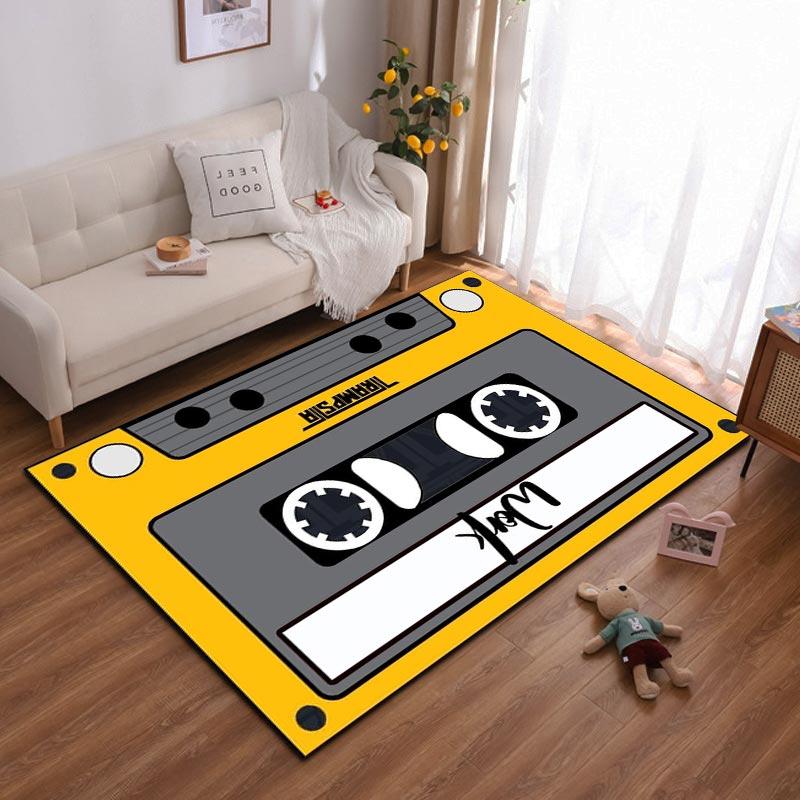 

Retro Yellow Cassette Tape Printed Carpet for Living Room Decor Suitable for use as an anti-slip for living room bedroom sofas 40x60cm( 15x23in )