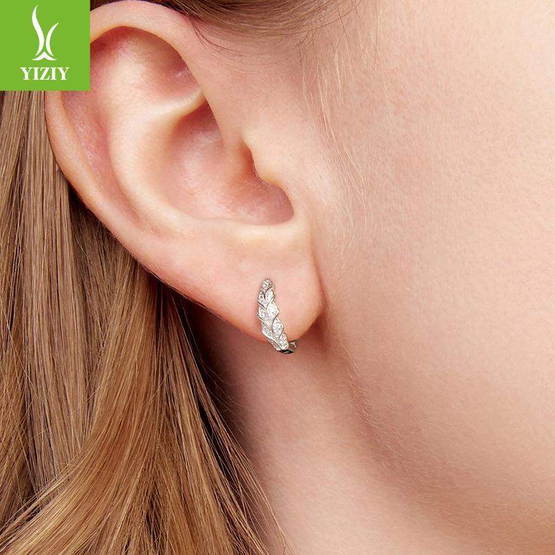 Zircon Inlaid Sparkle Harvest Wheat Ear Buckle Autumn Premium Sense S925 Sterling Silver Earrings Earrings