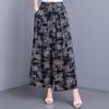 Women's Plus Size Cotton Silk Printed Wide Leg Pants, Elastic Waist Casual Summer Trousers (XL-5XL)