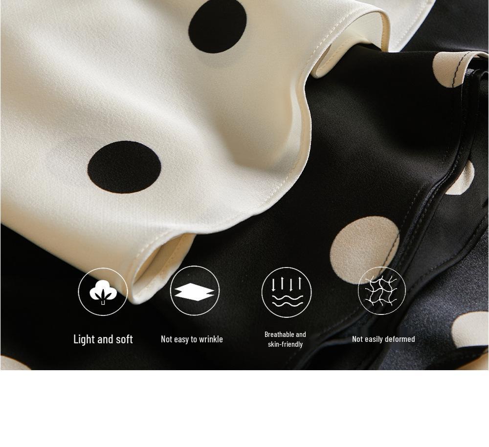 Dámská retro saténová sukně střední délky s puntíky a rybím ocasem - Kolekce léto 2025