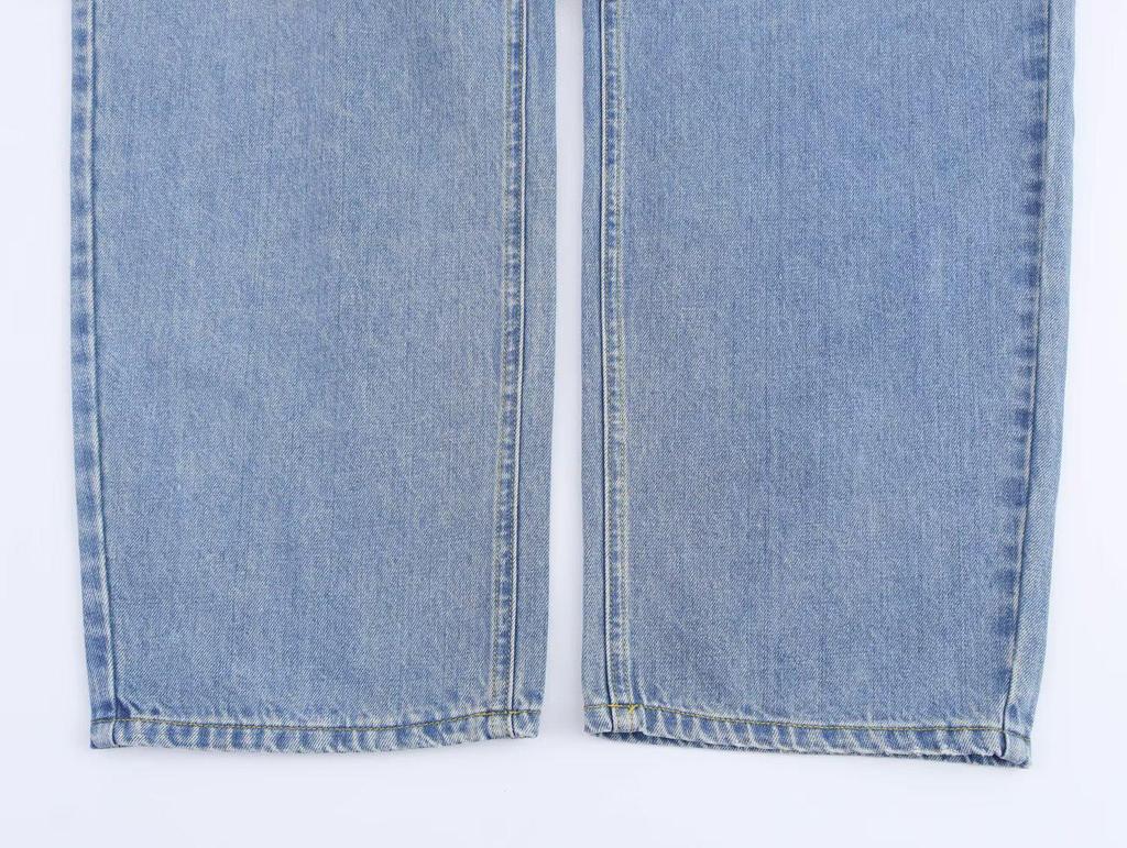 2025 Frühling Europäische & Amerikanische Mode High Waist Schlankmachende Gerade & Weitbeinjeans