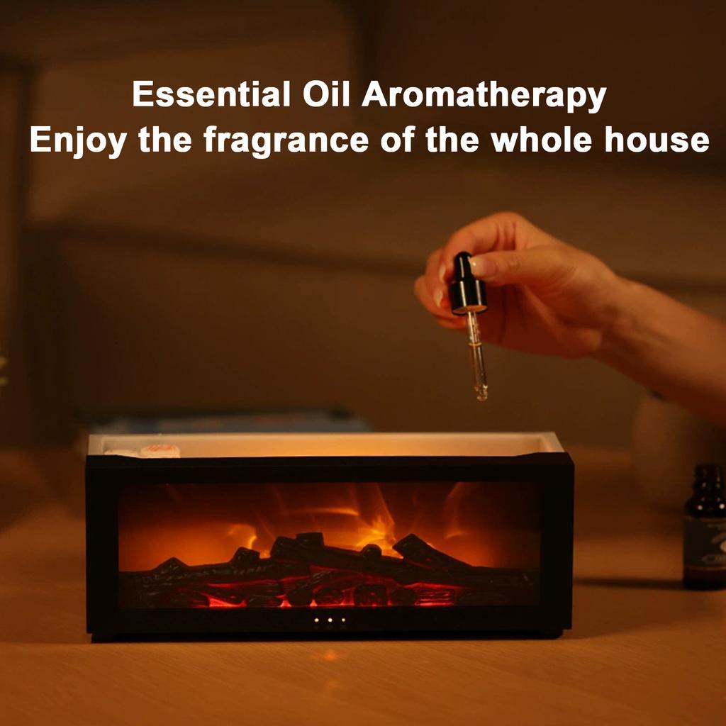 Flame Fireplace Oil Diffuser Simulation Fireplace Flame Diffuser Atmosphere Timing Creative Humidifier(without Oils)