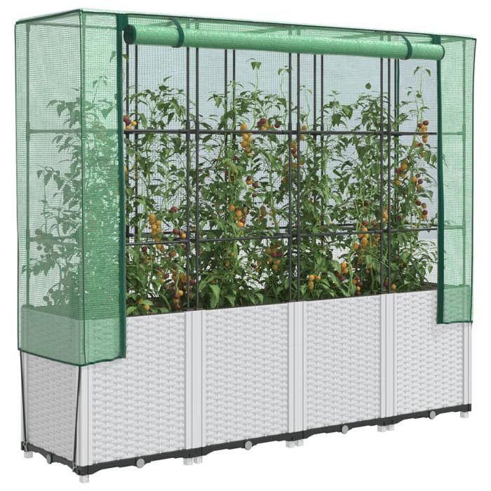 VidaXL Raised Planter with Rattan-Look Cover 160x40x153 Cm, Raised Garden Planter, Raised Flower Box, 4015845
