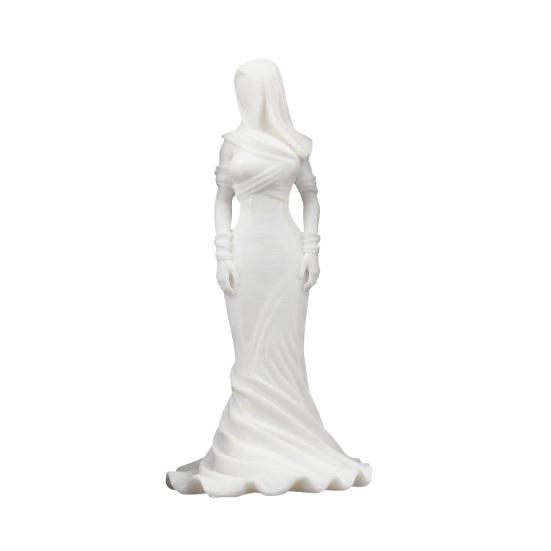

Vintage Hooded Cowl Women Figurine 3D Printed Fishtail Dress Faceless Lady Statue Sculpture Home Office Decoration Ornament білий