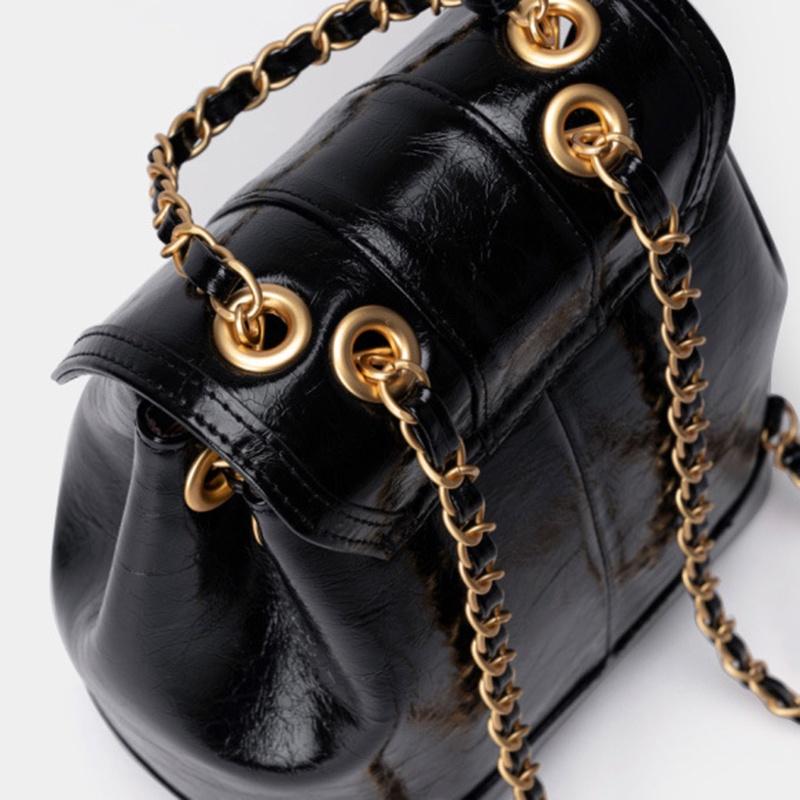 IELGY Корейский нишевый женский мини-рюкзак с цепочкой в ​​стиле ароматов чёрный — фото 6