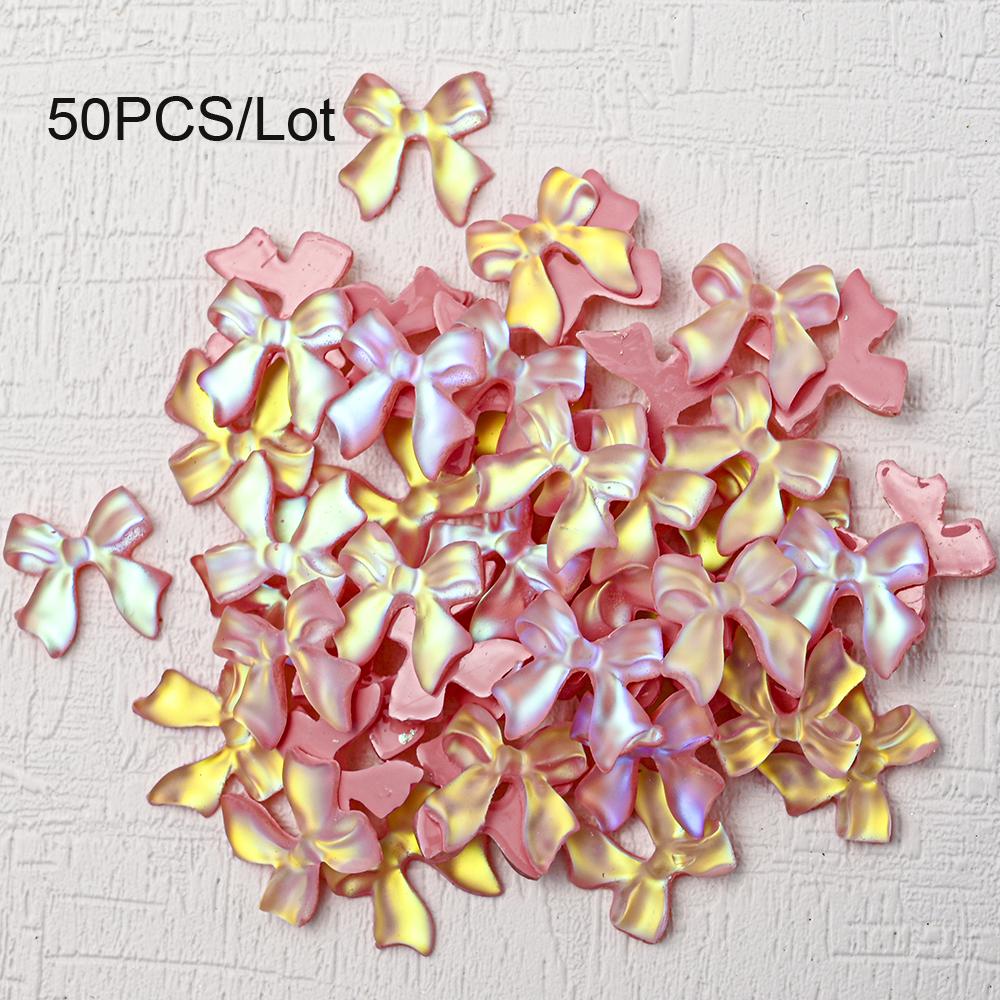 50/100 pezzi Rosa Bianco Kawaii Fiocco Ciondolo per Unghie 3D Resina Fiocco Flatback Gemme per Unghie 8*10mm Strass Gioielli per Nail Art #Papillon