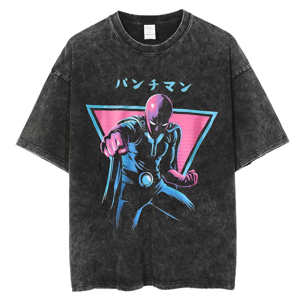 Tricou Imprimat Anime ONE PUNCH-MAN Saitama Bărbați Femei Tricouri Bumbac Spălat Tricou Supradimensionat Harajuku Masculin Manga Vintage