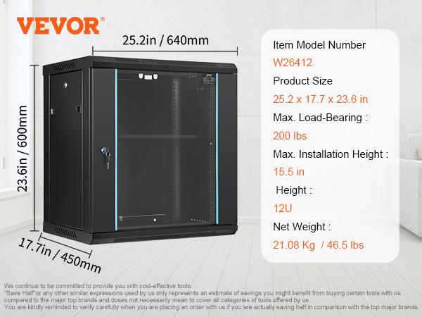 SucceBuy Multifunctional Network Server Cabinet 9U/6U/12U Floor Standing/Wall Mounted Server Enclosure, Microdata Center Office