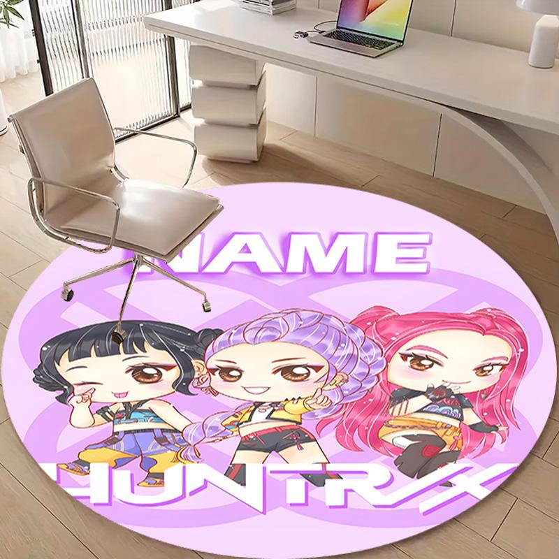 Personalized K-KPop Demon Hunters Round Chair Office Rug - Perfect for Mat, Office Chair & More - Ideal Gift for Birthdays and Holidays