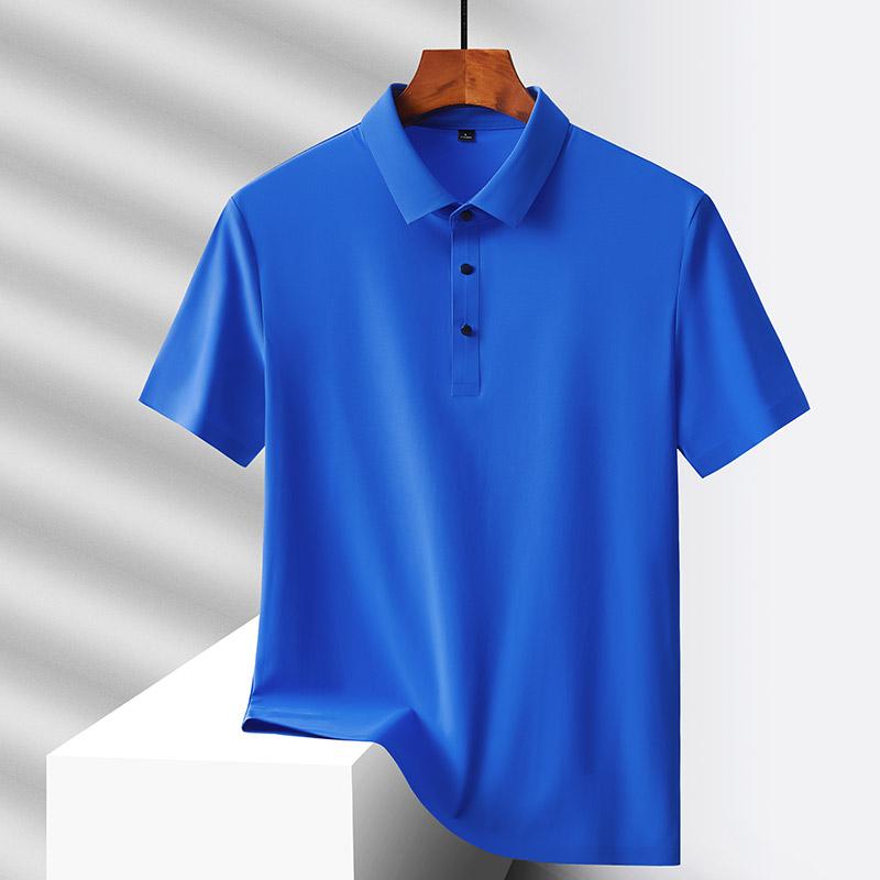Dad's Summer Clothing Middle-aged Men's Short Sleeved T-shirt Summer Ice Silk Quick Drying Polo Shirt