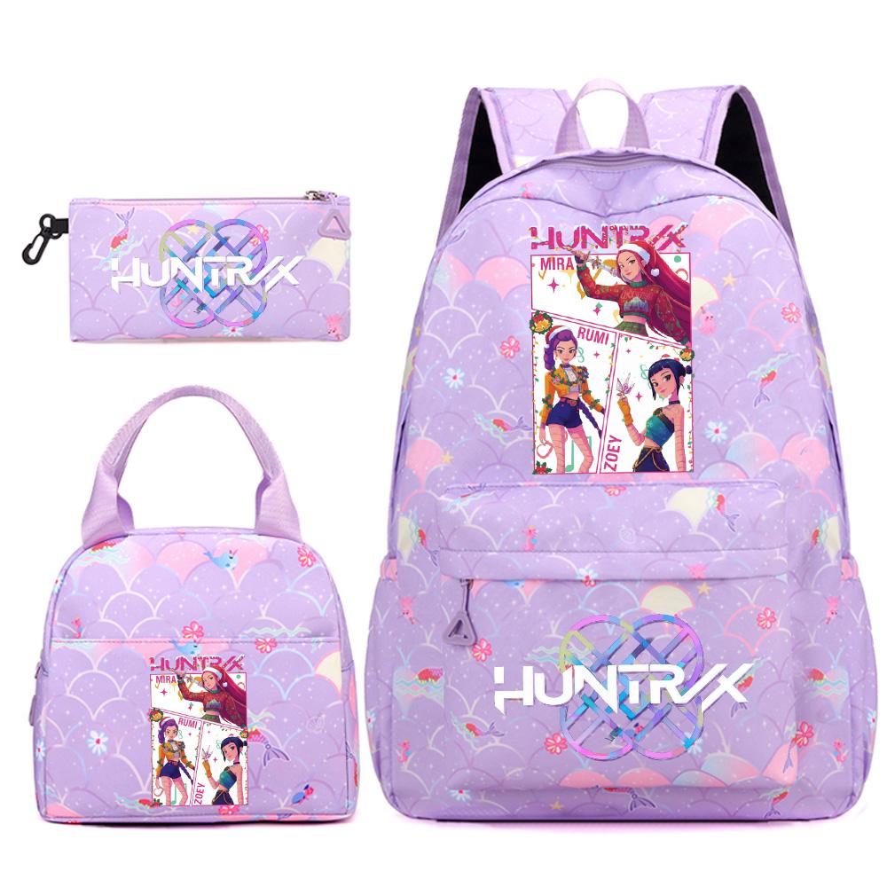 3Pcs/set Christmas Kpop Printed Backpack Handbag Pencil Case for Teenger Student Girl Boy Schoolbag Kid Bookbag Large Capacity Travel Bag Kid Gift