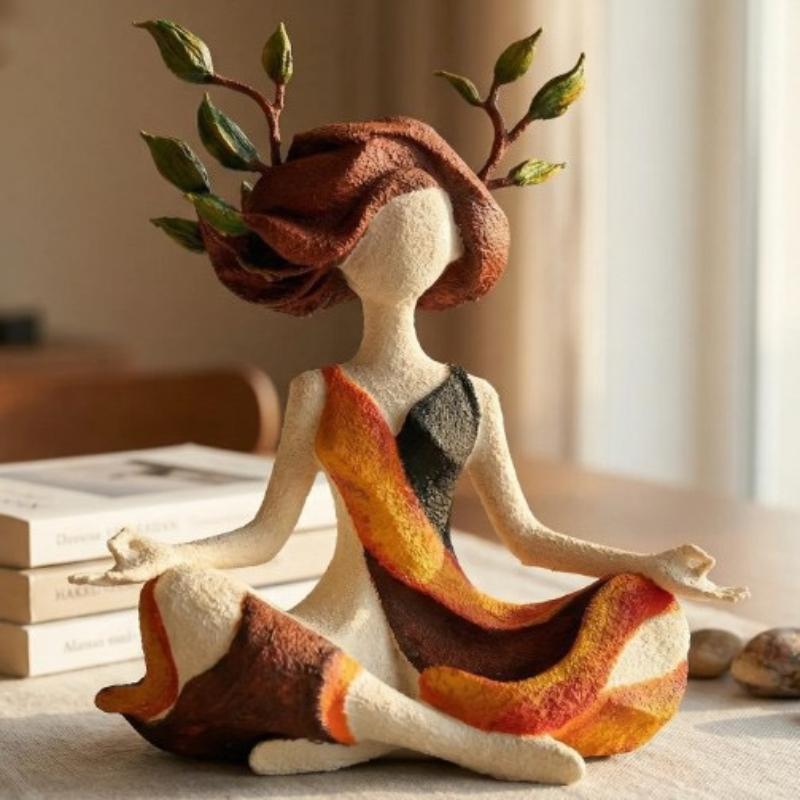Handmade Resin Abstract Meditation Figurine Serenity Growth Yoga Sculpture for Desktop Spiritual Decor A2