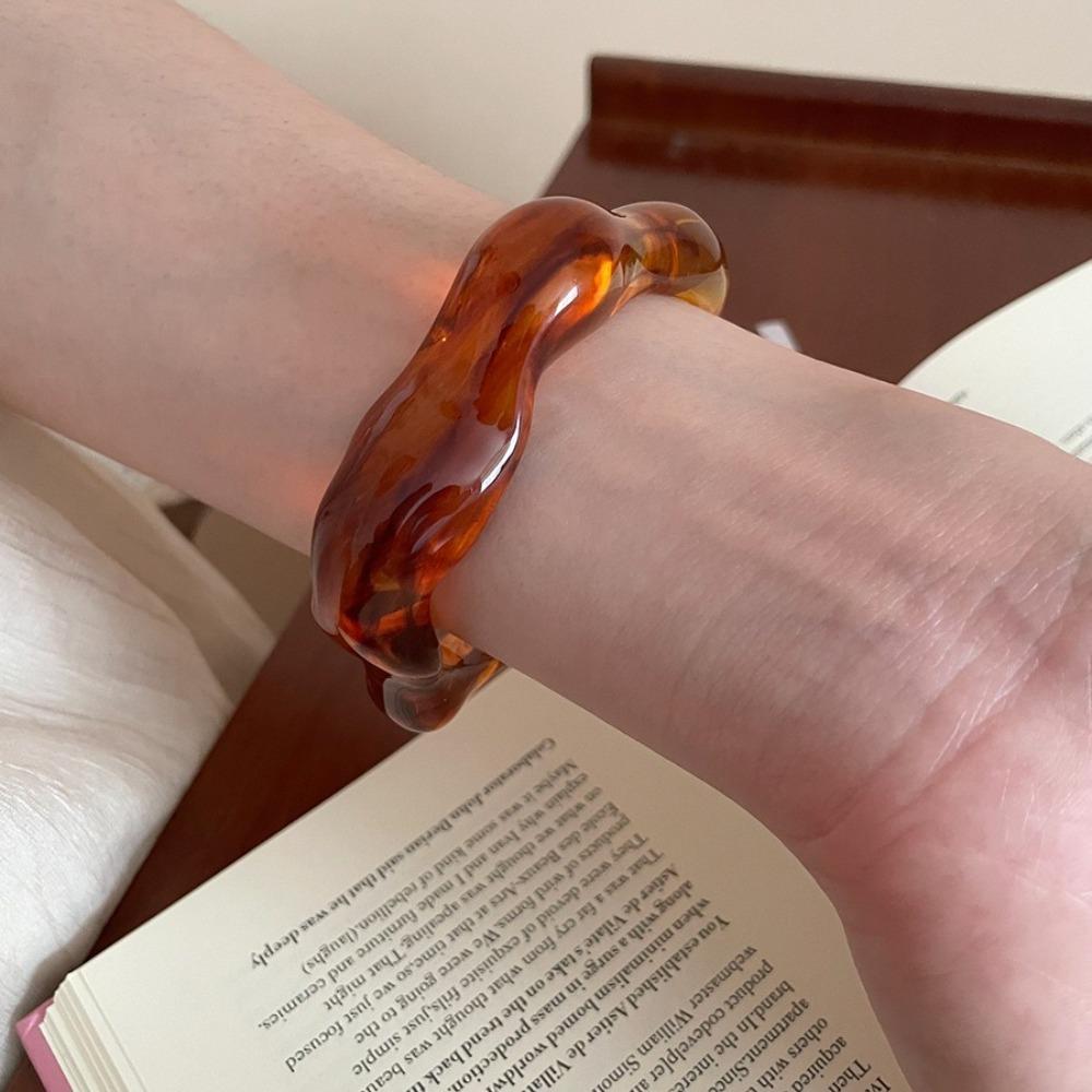 Irregular Resin Bangle Europe American Style Exaggerated Bracelet Unique Wide Open Bangle  Women