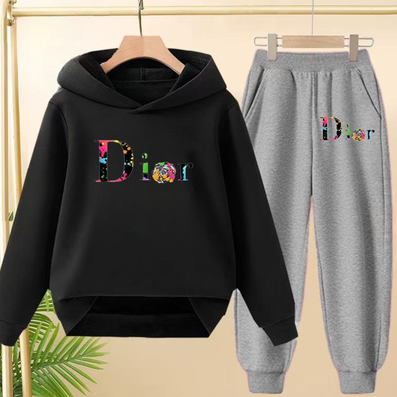 Children Commodity Hoodie Colored Letters Sports Pullover3-12Yrs Coat Sweatshirt+Pants 2P Boys Girls Toddler Clothes Leisure Set