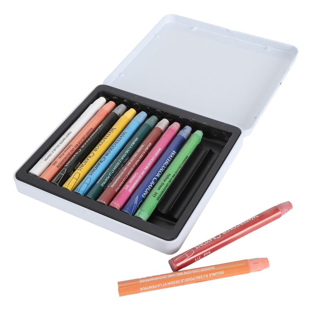 Kunst Akvarellkrittsett Bærbart Profesjonelt Silkeaktig Akvarellkrittstifter for Papirer 12 Farger