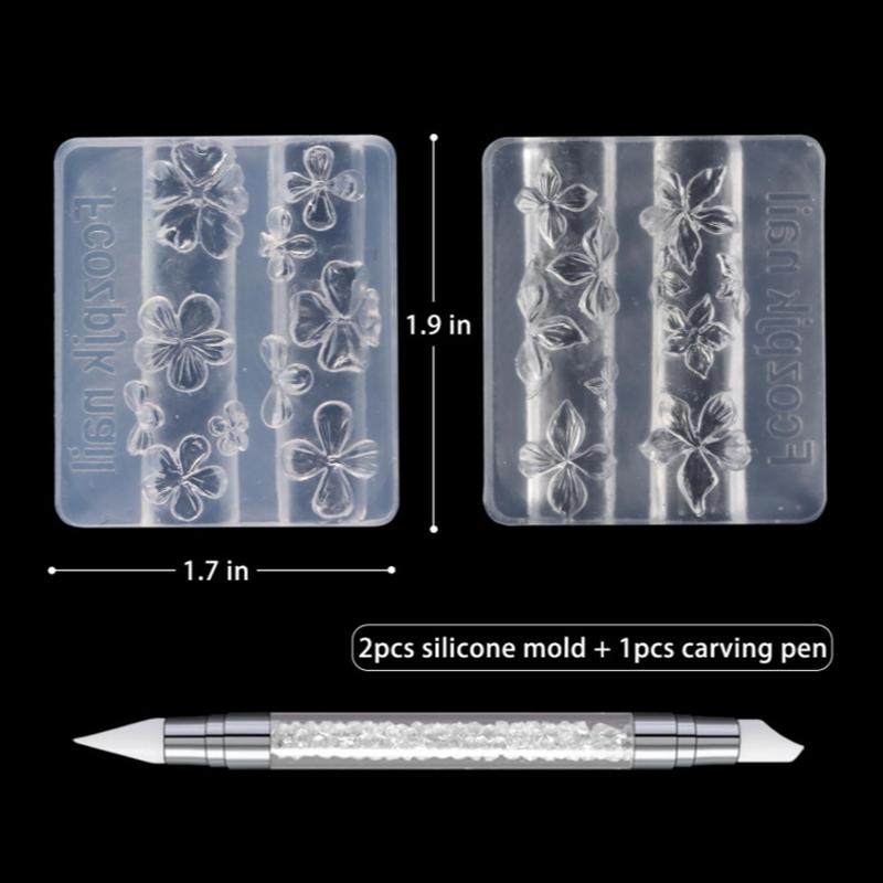 1/3 stk Relief Liljeblomster Neglekunst Skulpturform 3D Silikon Hawaii Hibiskusblomster Petaler Modellering Maler Klare Negleverktøy