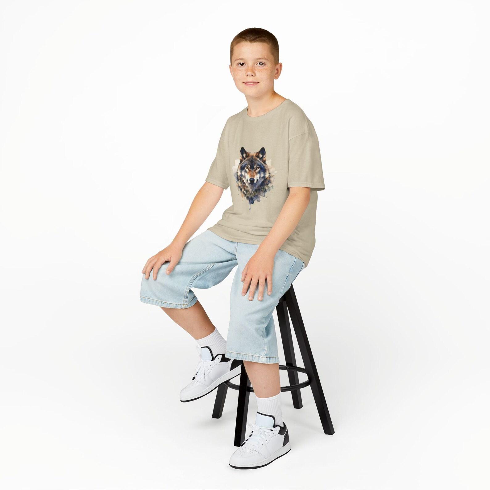 Watercolor Wolf Face Kids Tee | Wolf Portrait T-Shirt 140