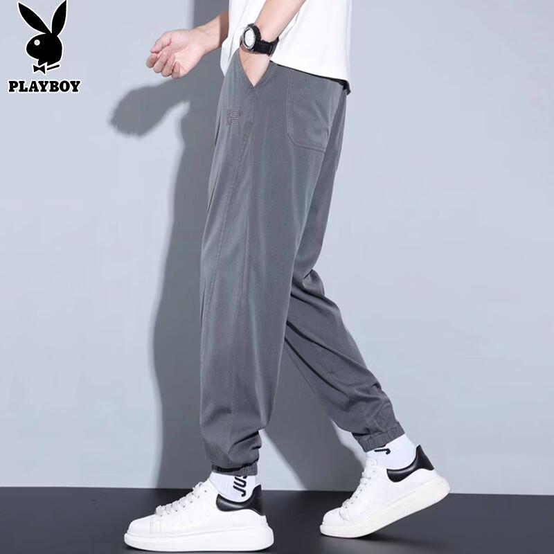 PLAYBOY Men's Loose Fit Ice Silk Tapered Jeans
