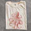 Vintage Oktopus T-Shirt, Ozean Meeresbewohner Tee, Geschenk für Meereslebewesen-Liebhaber, Küsten Strand Sommer Meeresleben Kleidung, Meeresleben Shirt
