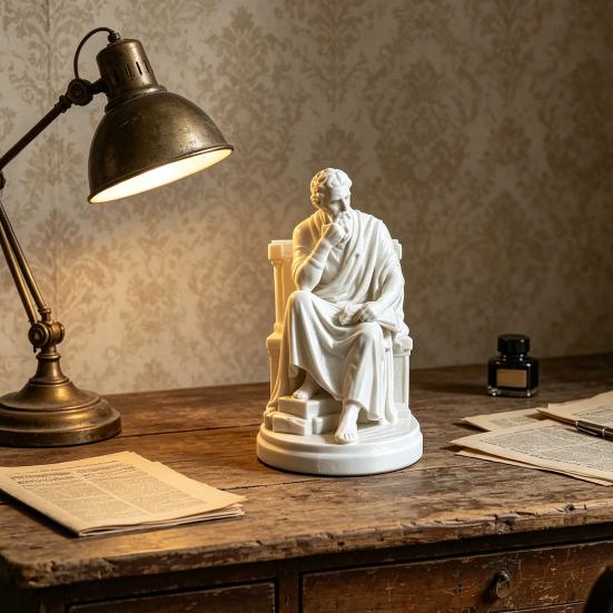 Ornaments with Philosopher Shape Stable Base 3D Printed Sculpture Retro Literary Desktop Decoration for Study Room Office Entrance Hall