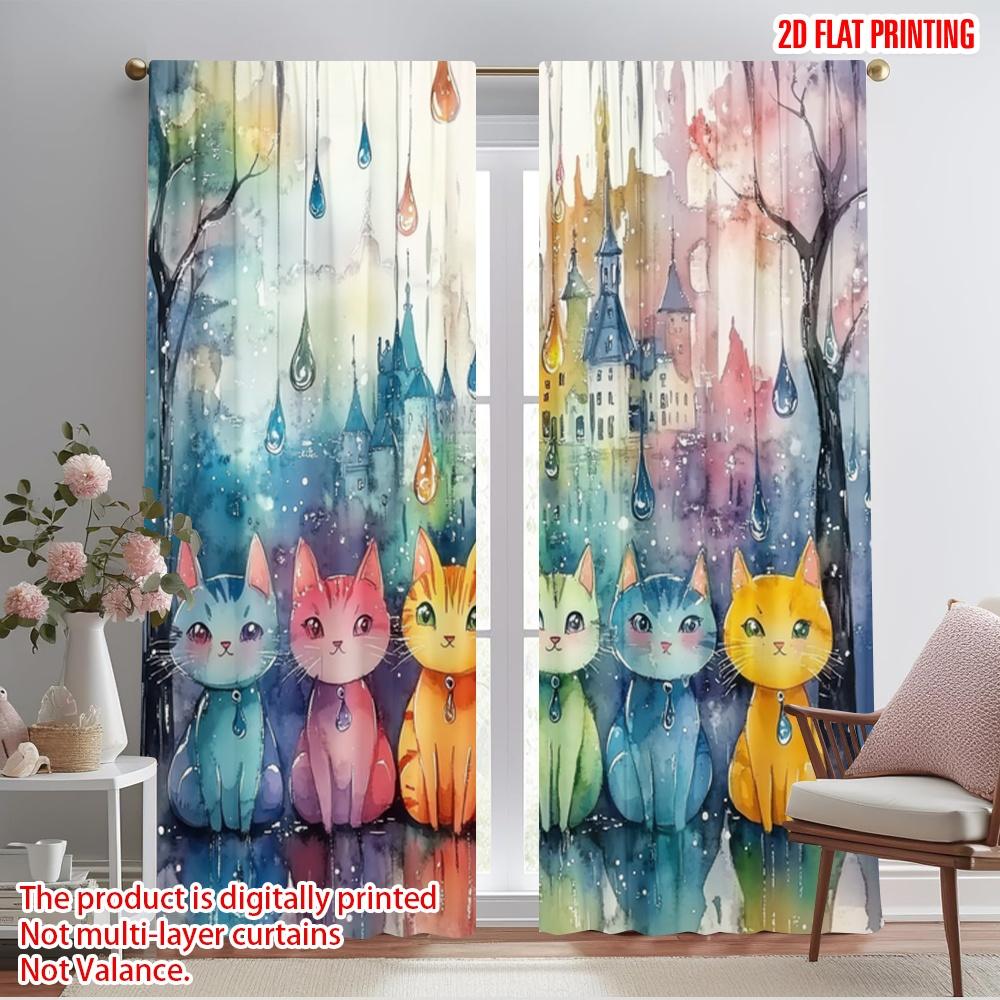 

2pcs,2D plane printing Creative Curtains Rainbow Purrade Versatile Fabric (without rod) Decorations Outdoor for Bedroom & 52.50×116.00 CM 2pcs