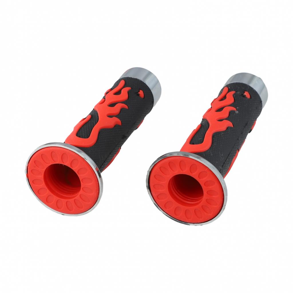 Coprimanopole per Manubrio Moto Design Teschio Fiamme Gomma Morbida Set 22mm