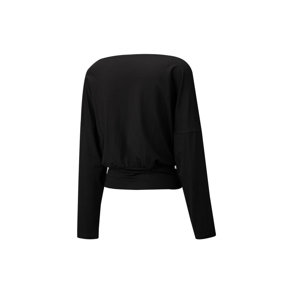 Puma Solid Color Logo Print Pullover Long Sleeve T-Shirt Women tops Black 522711-01