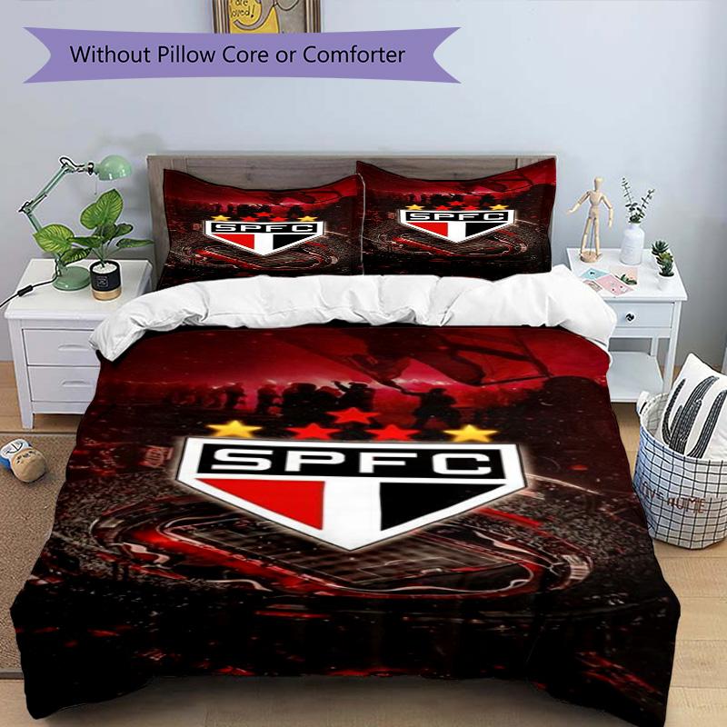 Paulo Fc Emblem Printed Pattern Duvet Cover Set – Includes 1 Duvet Cover and 2 Matching Pillowcases Bedroom Decor Christmas Gifts