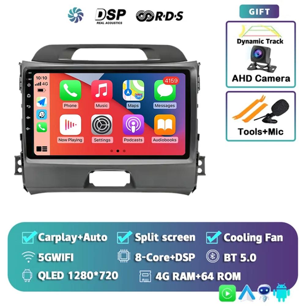 Android 14 Carplay Auto For Kia Sportage 3 2010 2011 2012 2013 3014 - 2016 Car Radio Multimedia GPS Player Stereo Video WiFi+4G