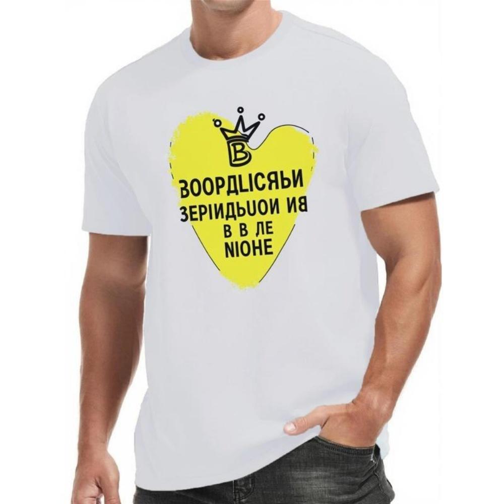 

European Size Mens Classic Fit White Graphic T Shirt Short Sleeve Crewneck Russian Text Print Casual Street Style Tee Breathable, Spring_Summer Top S