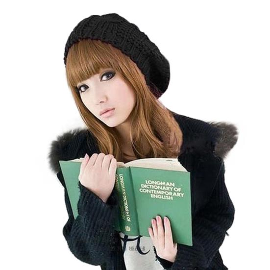 Beret Hat High Elastic Comfortable to Wear Convenient Women Plain Color Knit Beret Hat for Outdoor