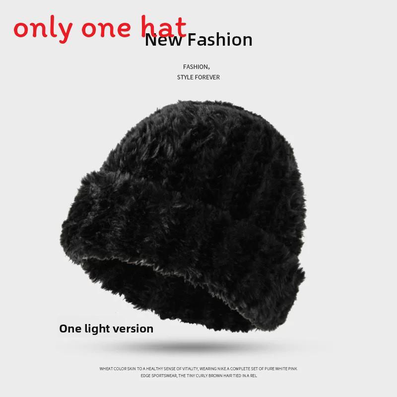 

Knit Plush Hat For Women Winter Warmth No Brim Round Top With Ear Flaps Style 14