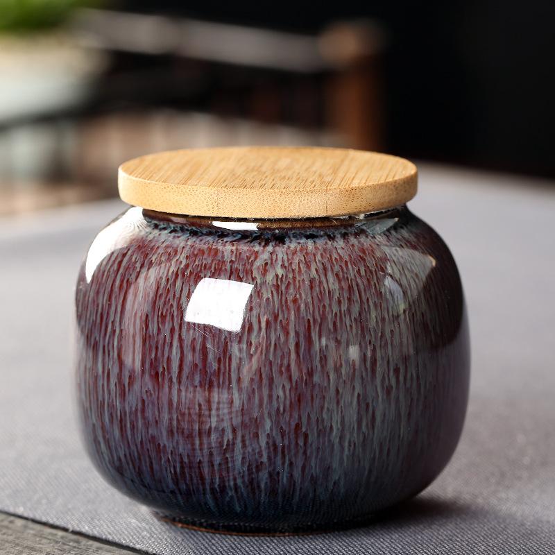 250ml Te Förvaringstank Enfärgad Keramisk Förseglad Burk Kinesiskt Hushåll Kök Te Godis Kaffe Förvaringsbehållare Te Burk