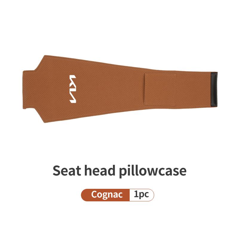 AAAFR1 Car Logo Headrest Cover Suede Perforated Breathable Head Pillowcase Pads For KIA Cerato Proceed Venga Stonic Picanto Sorento