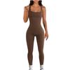 Ribbed Square Neck Sleeveless Bodysuit - Women's Solid Color Backless Slimming Sport Jumpsuit In Stock