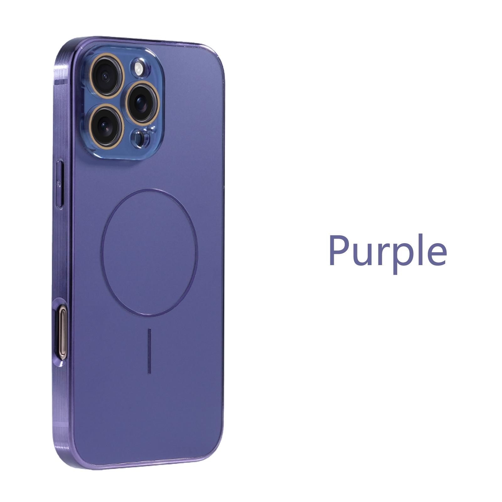 

With Lens Film Magnetic Phone Case For iPhone 11 12 13 14 15 16 Pro Max Plus Electroplating Wire Drawing Frame Shockproof Cover iPhone 12