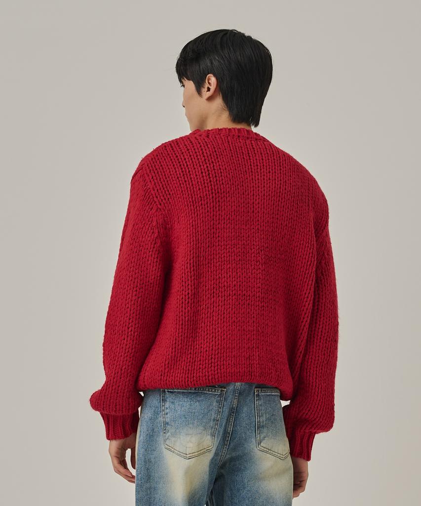 ANALOG MOOD Heavy Warm Round Pullover Knit (Red)