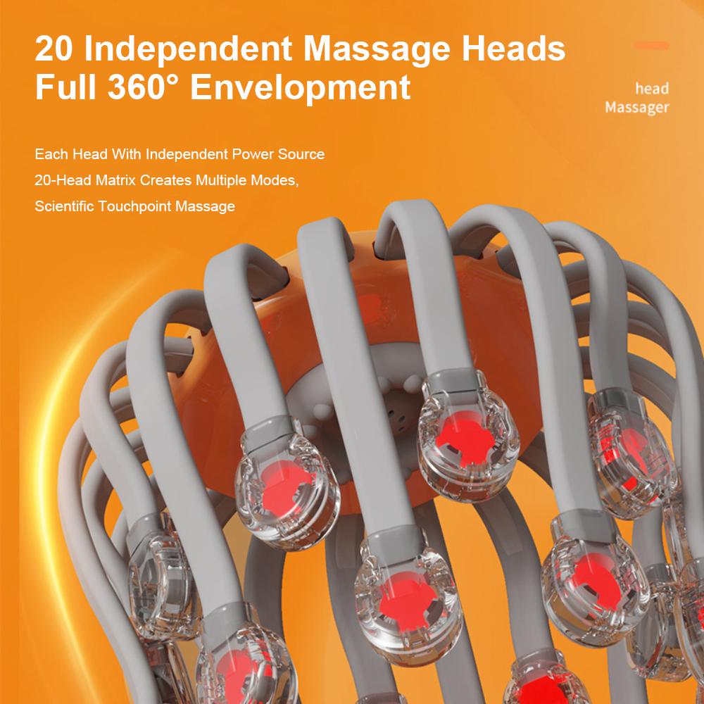 20 Octopus Claw Head Massager Electric Red Light Therapy Relief Scalp Massage Stimulators Orange Vibration Hair Head Massager