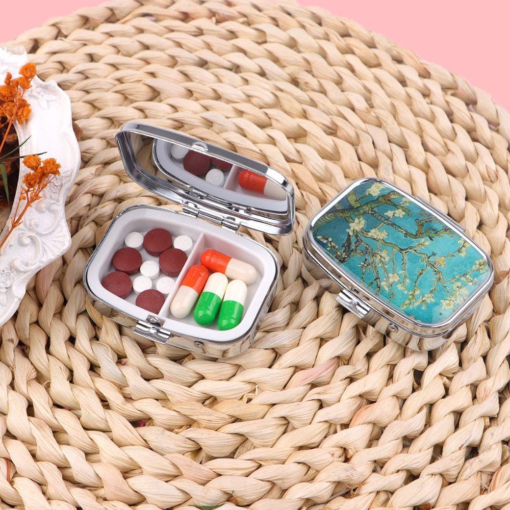 Light-proof Pill Box With 2 Compartments Travel Sealed Box Small Pill Organizer Container