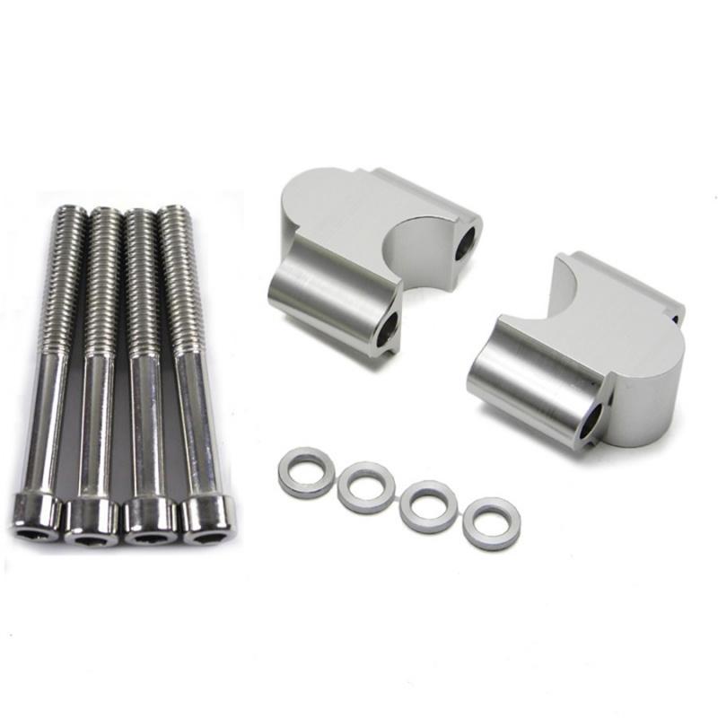 Silver Cnc Aluminum Motorcycle Handlebar Riser Kit For Honda Kawasaki 1 1/8" Bar