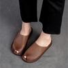 Johnature Pantofole piatte traspiranti con suola morbida Ciabatte aperte vintage in vera pelle Scarpe da donna versatili